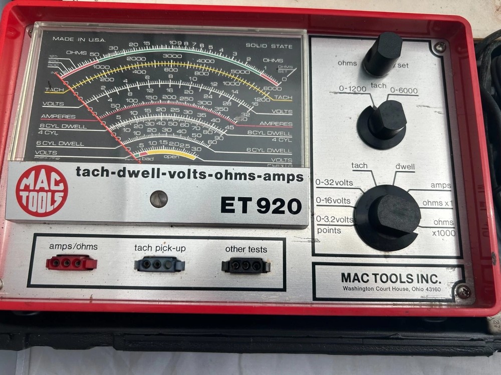 Mac Tools Tach Dwell Volts Ohms Amps Analyzer Meter - ET920 - Complete - USED