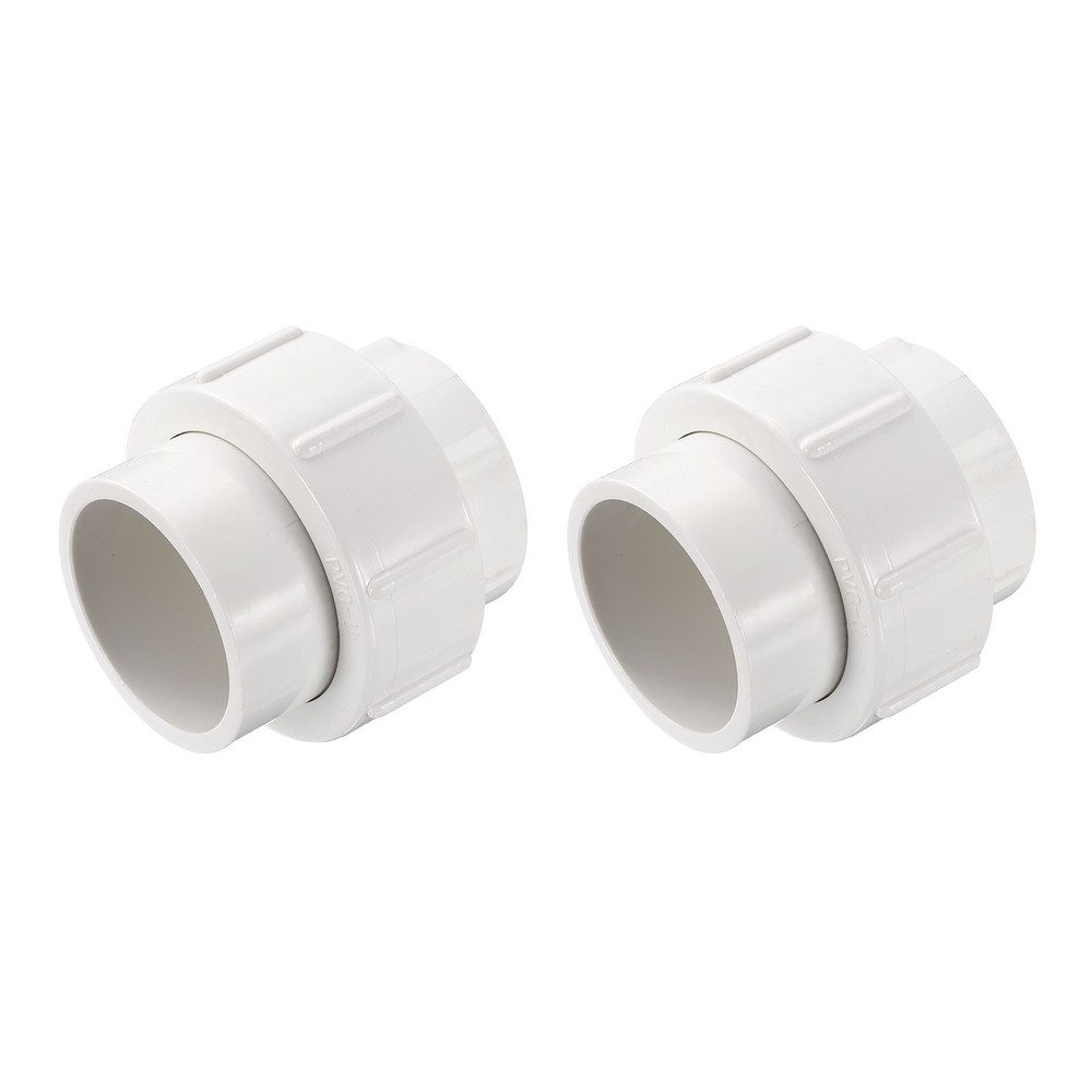 2 Pcs 1.5" Union PVC Coupling Pipe Fitting Adapter, White