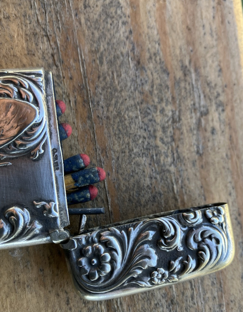 Antique Silver Butterfly Match Safe--Free Ship