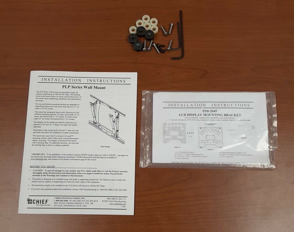 Chief PLP-2045 Pull-N-Tilt Wall Mount...Includes PSB-2243 Bracket...NEW!