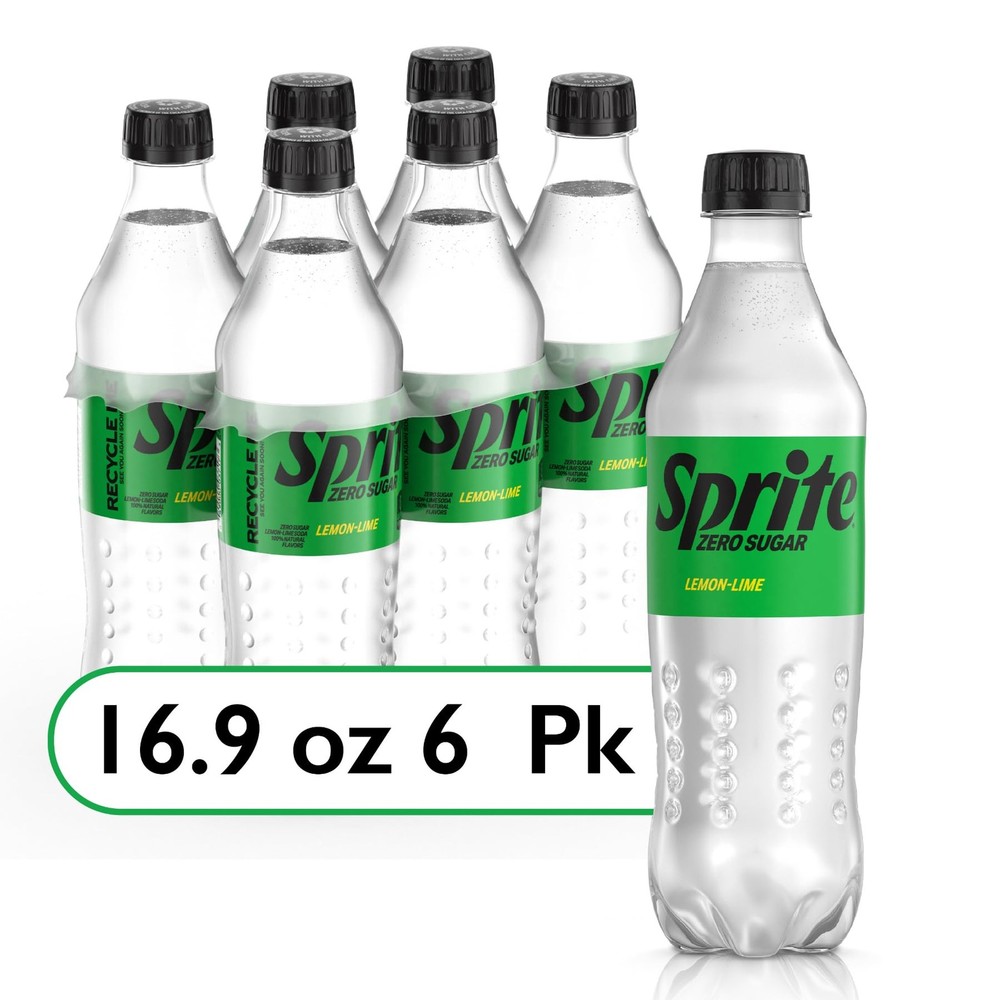 Sprite Zero Sugar Lemon Lime Diet Soda Pop Soft Drinks, 16.9 fl oz, 6 Pack