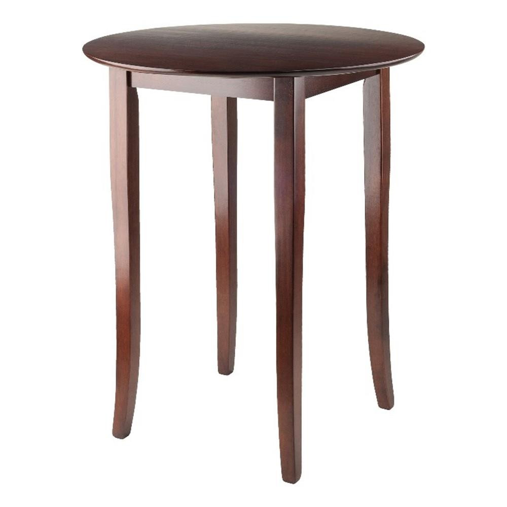 Winsome Fiona Round Transitional Solid Wood Pub Table in Antique Walnut
