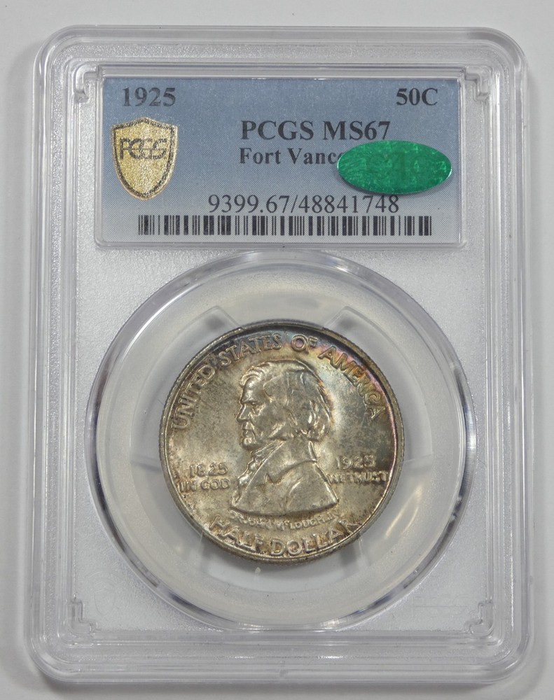 1925 Fort Vancouver Centennial Silver Commem 50c CAC & PCGS Secure Plus MS 67