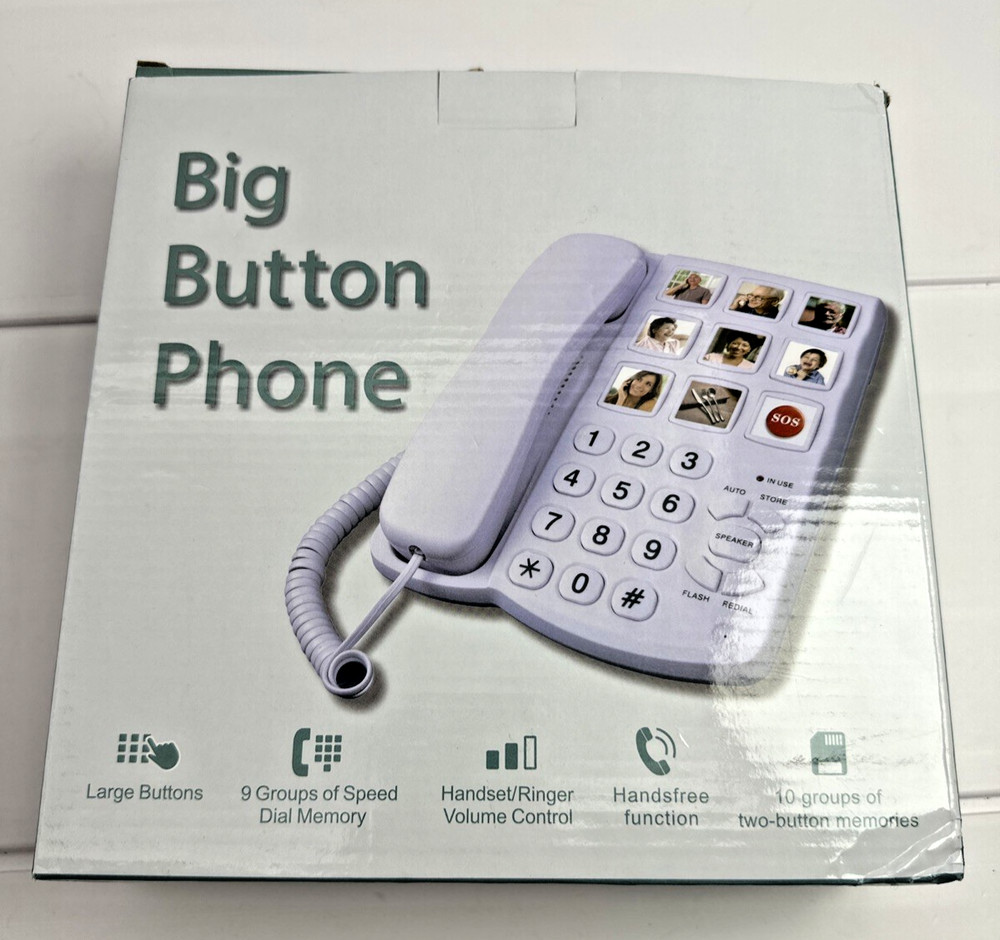 New Big Button Phone with Extra Loud Ringer  Elderly Visually Impaired