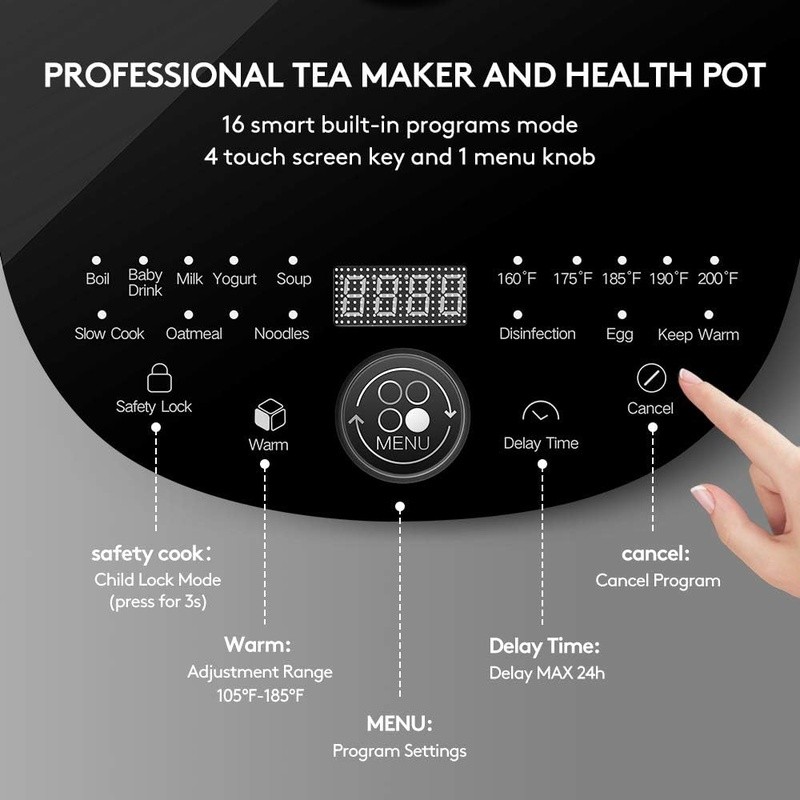 Programmable Electric Kettle Precise Temp Control Multi-Function Tea Maker Kit