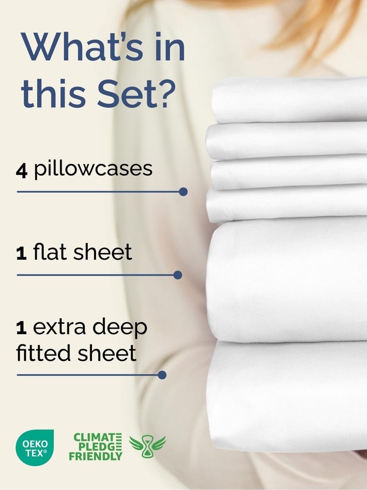 6-Piece King Sheet Set with Extra Deep Pockets - Breathable Microfiber Comfort