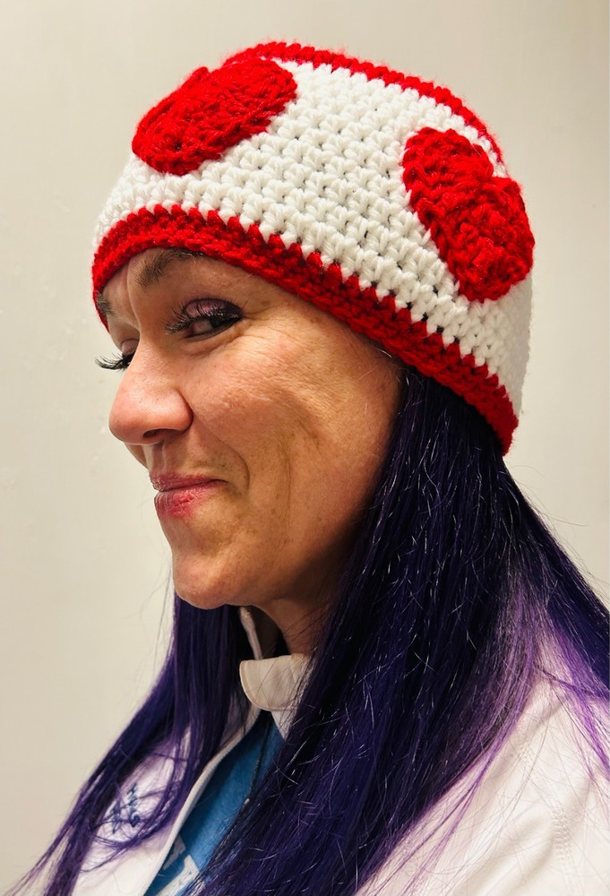 Crocheted Valentine  Hat Set