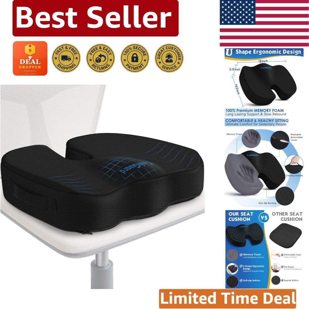 Portable Memory Foam Office Chair Cushion – Relieves Sciatica & Tailbone Pain