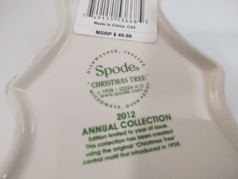 Spode Christmas Tree 2012 Annual Tree Shaped Box & Lid w/Box - Partridge & Pear