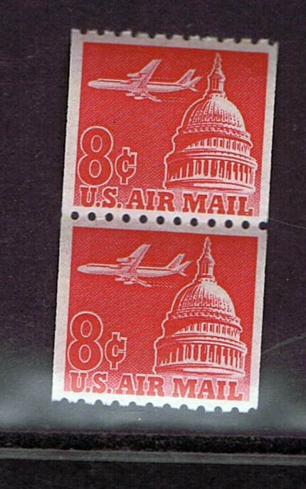 US #C65 8c Air Mail - Jet & Capitol Coil Pair Mint NH
