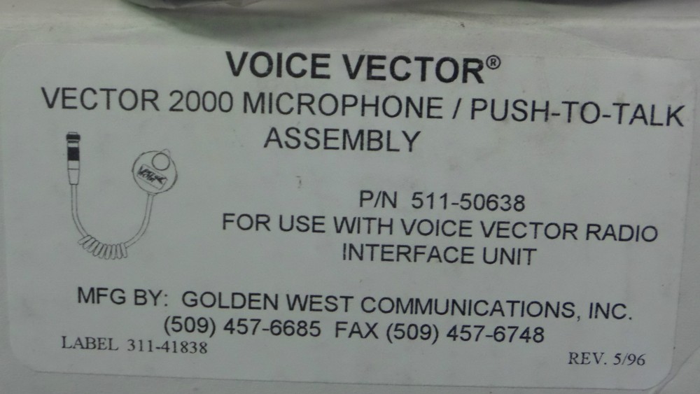 New Scott Voice Vector 2000 Microphone Part No. 511-50638