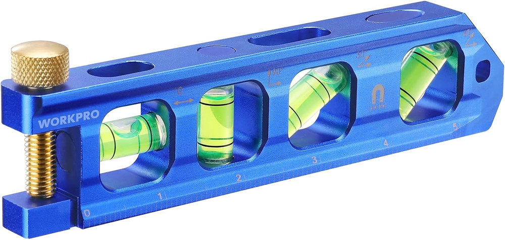 WORKPRO Magnetic Torpedo Level, Conduit Bending Level, Bubble Vials for 0°/90°/3