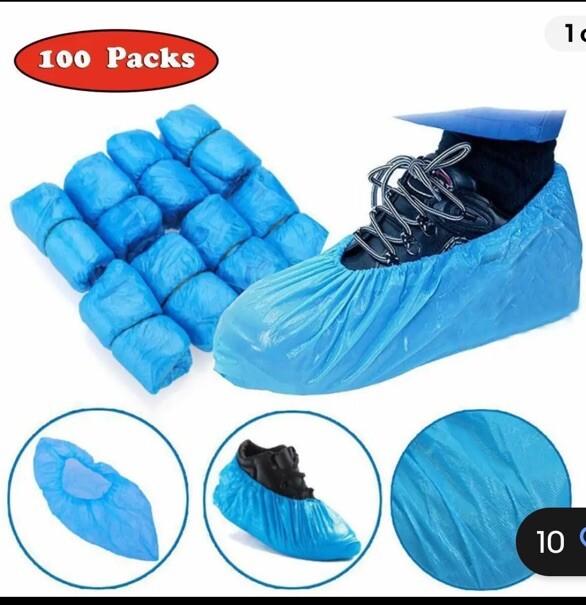Buself Disposable Plastic Shoe Covers, 100 Pcs
