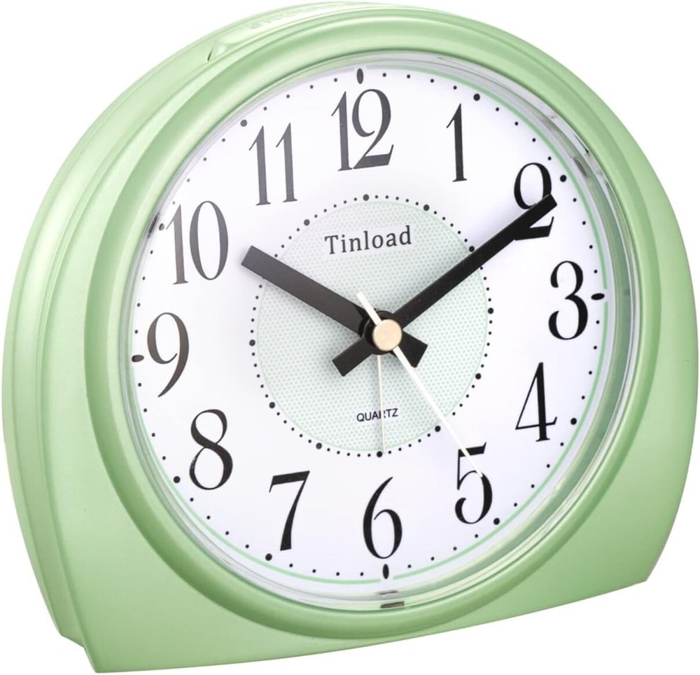 Silent Analog Alarm Clock - Non Ticking, Gentle Wake, Snooze & Light Functions