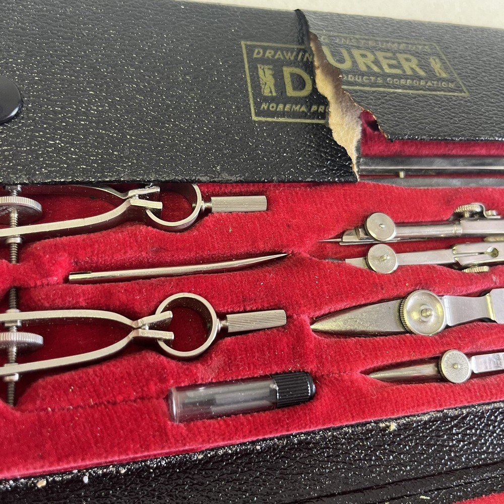 VINTAGE DURER 4038 Drafting Tool Kit With Case. Damaged Case