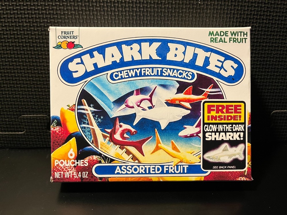 1990 Shark Bites Fruit Snacks (glow in the da) - Replacement novelty display box