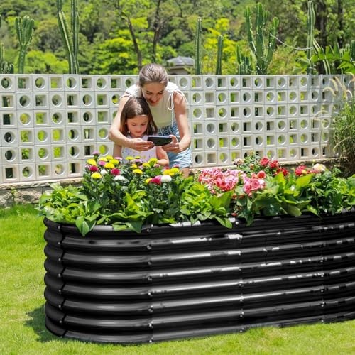Galvanized Planter Raised Beds Galvanized Water Trough, 6×3×2ft Dark Grey