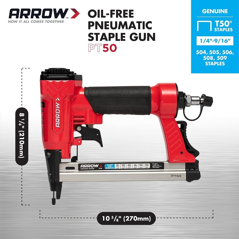 Professional Arrow PT50 Pneumatic Staple Gun - Quick, Safety-Driven Stapling