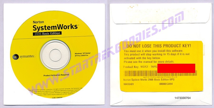 Symantic NORTON SYSTEMWORKS 2006 Basic Edition w/CD, User Guide & Product Key!