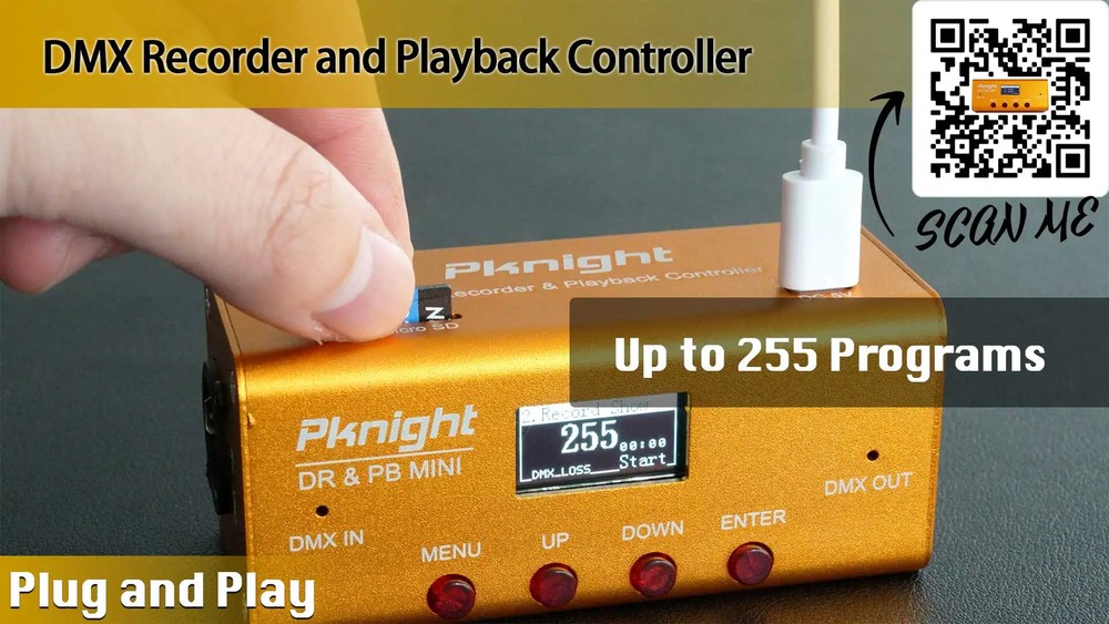 Pknight DMX Recorder and Playback Controller 1 universe DR & PB MINI
