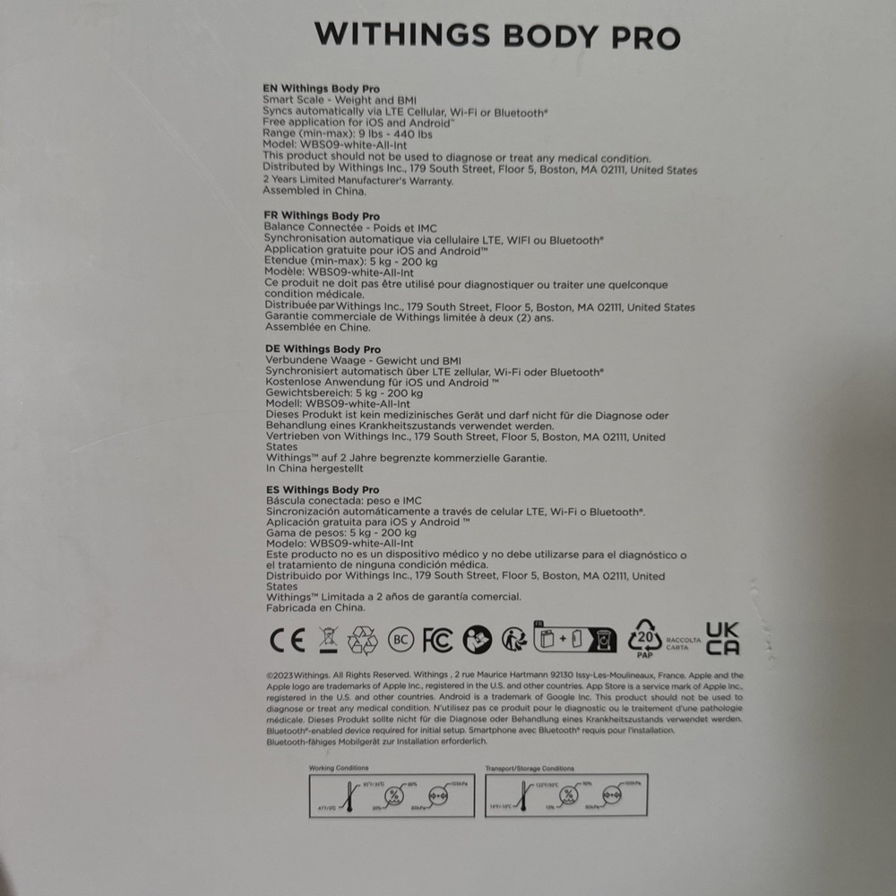 Withings Body Pro Smart Scale WBS09-WHITE