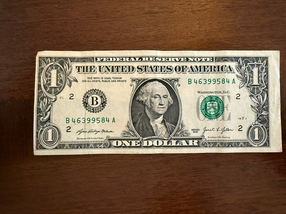 2021 $1 Dollar Bill Misaligned Off Center Cut Error