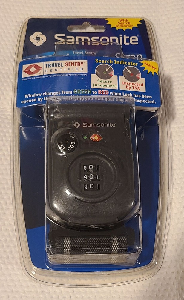 Samsonite Locking Luggage Strap #SM3510CG With Search Indicator Charcoal Grey