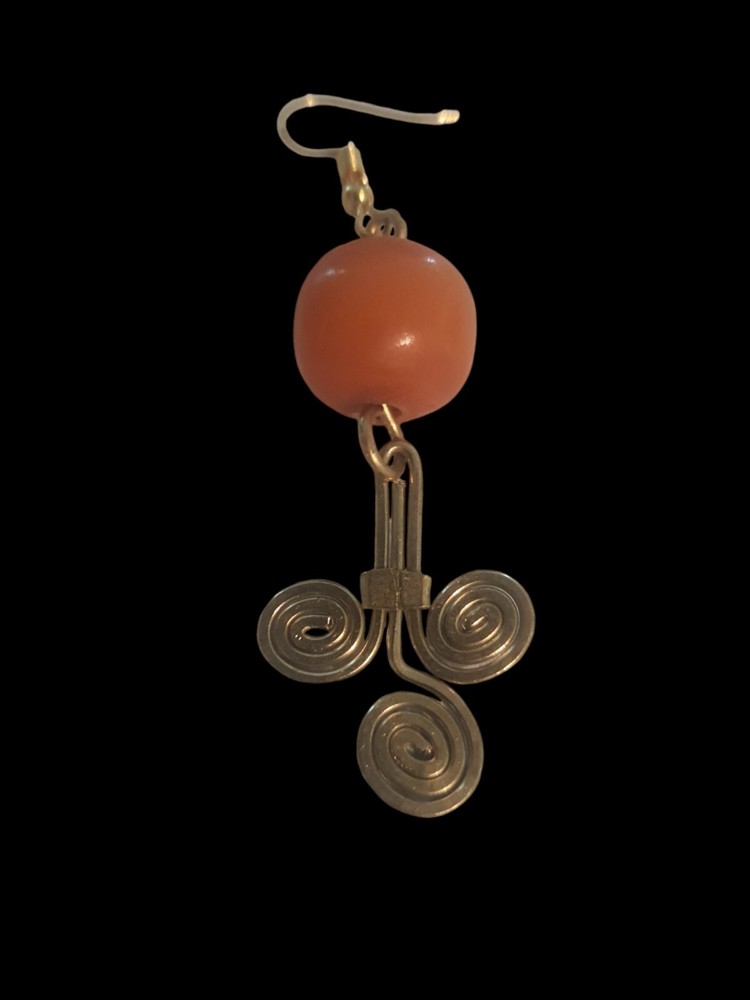 African Earing With An Orange Bead Gift