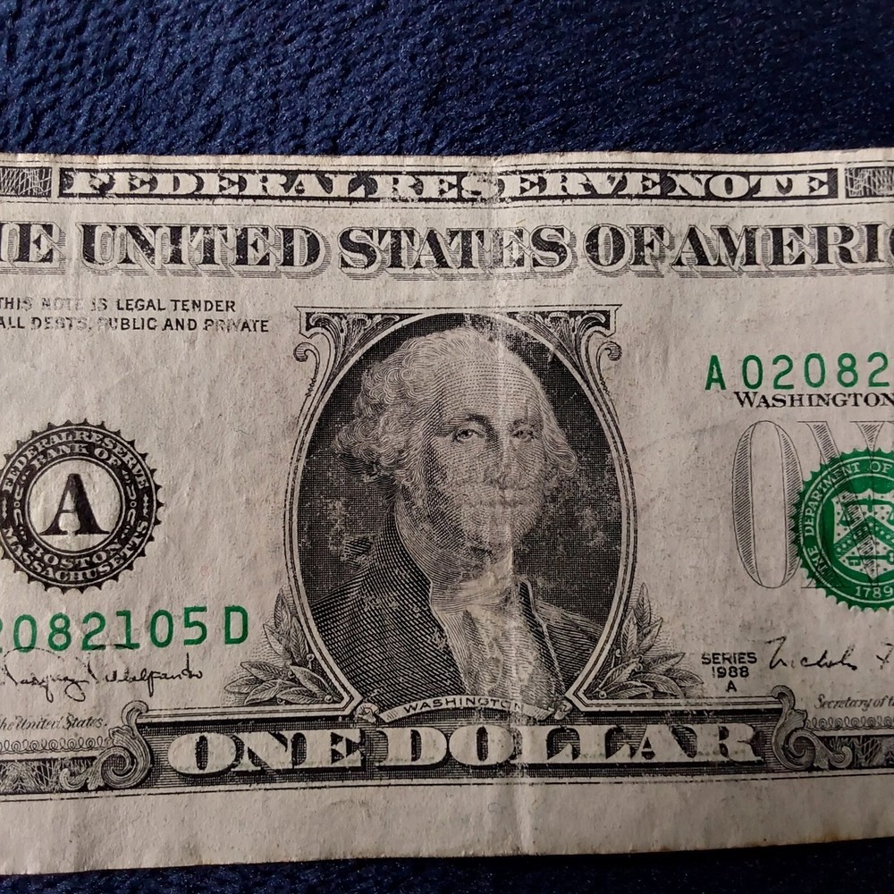 $1 Dollar Bill USD Miscut Errors- Misaligned Miscut 1988 Circulated Rare