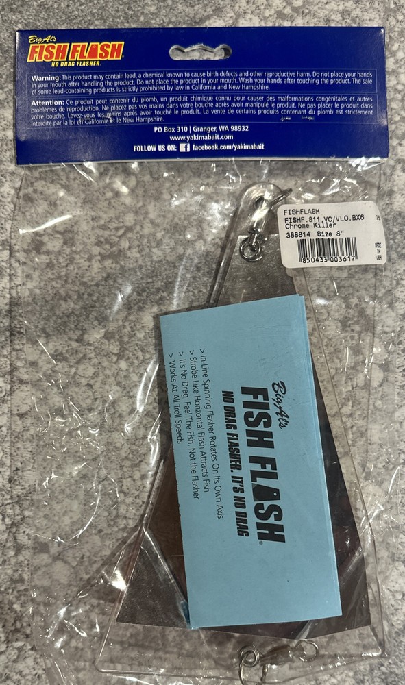 Big Al’s Fish Flash No Drag Flasher Trolling 8” Chrome Killer