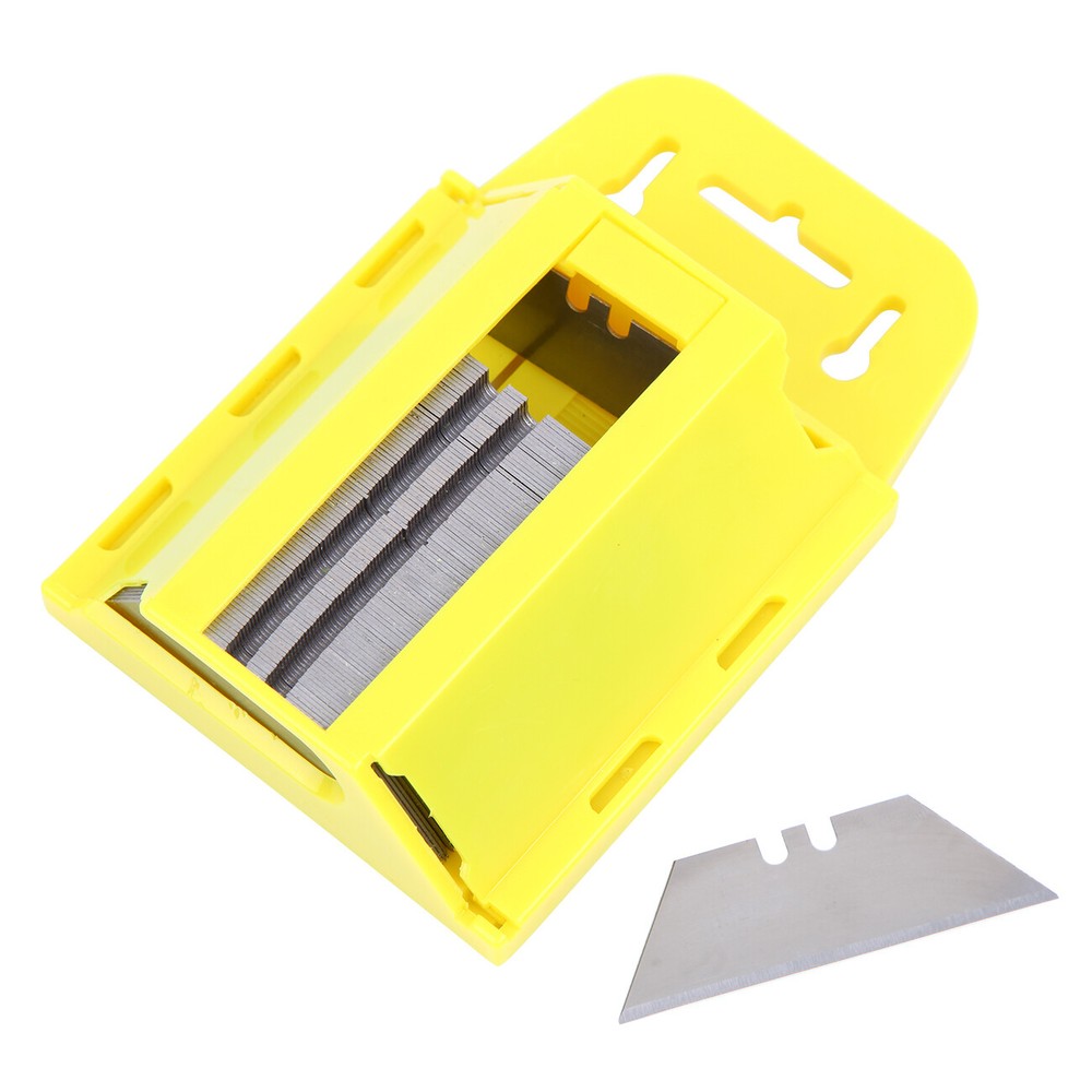100-Pack Steel Utility Knife Blades Replacement Refill Razor With Dispenser Box