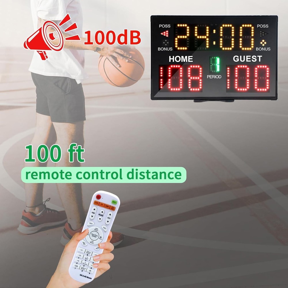 Digital Basketball Scoreboard with Timer Remote
