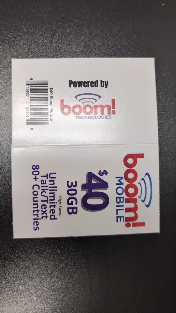 Boom - $40 Plan -30 GB - Self Activated Preloaded Sim