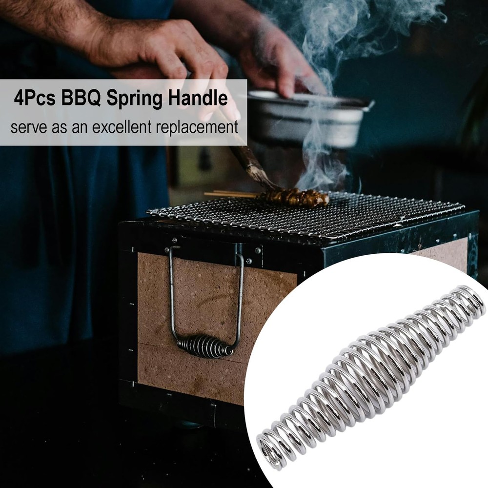 4Pcs BBQ Spring Handle, Stainless Steel Cool Touch Stove Spring Handle Grip, ...