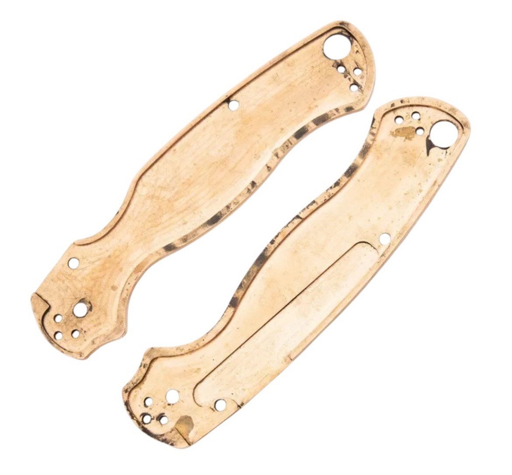 Scikio Custom Spyderco PM2 Bronze Handle Scales