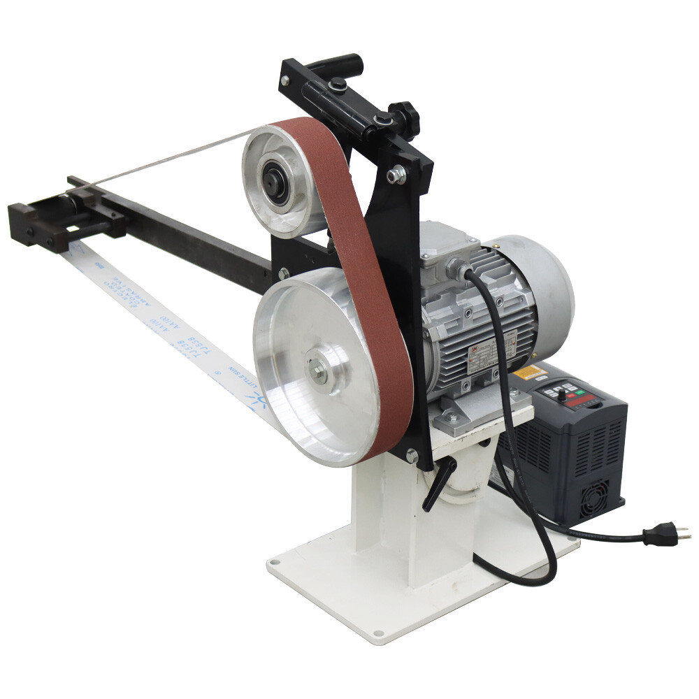 Vertical & Horizontal Frequency Conversion Belt Sander Grinder 3 Grinding Wheels