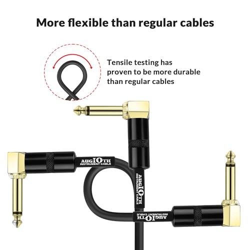 12 Inch Guitar Patch Cable 2 Pack Performance 12in-2Pack Black Straight-Angled