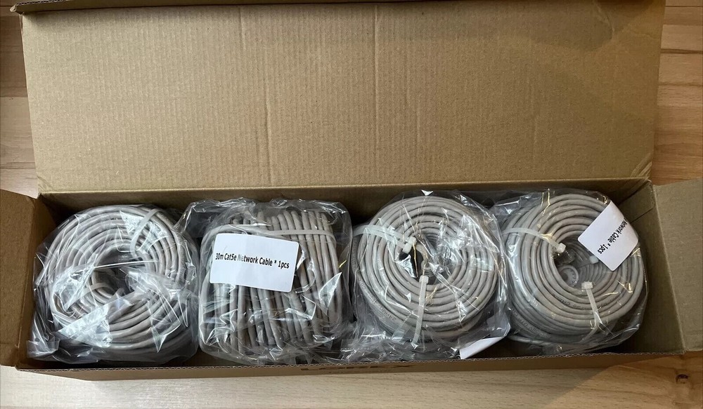 LOREX OEM Cat 5e x 4pcs Ethernet Network Cable Camera Grey 30m 100ft