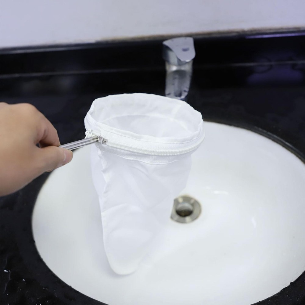 Stainless Steel Handle Coffee Tea Cloth Strainer Filter Sock Bag 5"