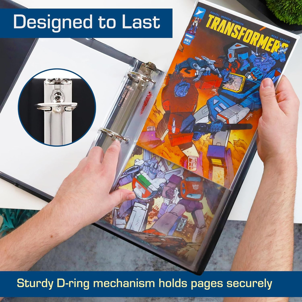 3In Comic Book Binder | Fits Current & Silver Age Comic Pages | Heavy Duty D-Rin