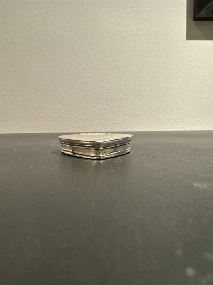 Beautiful Sterling Silver Heart Shaped Repousse Pill Box