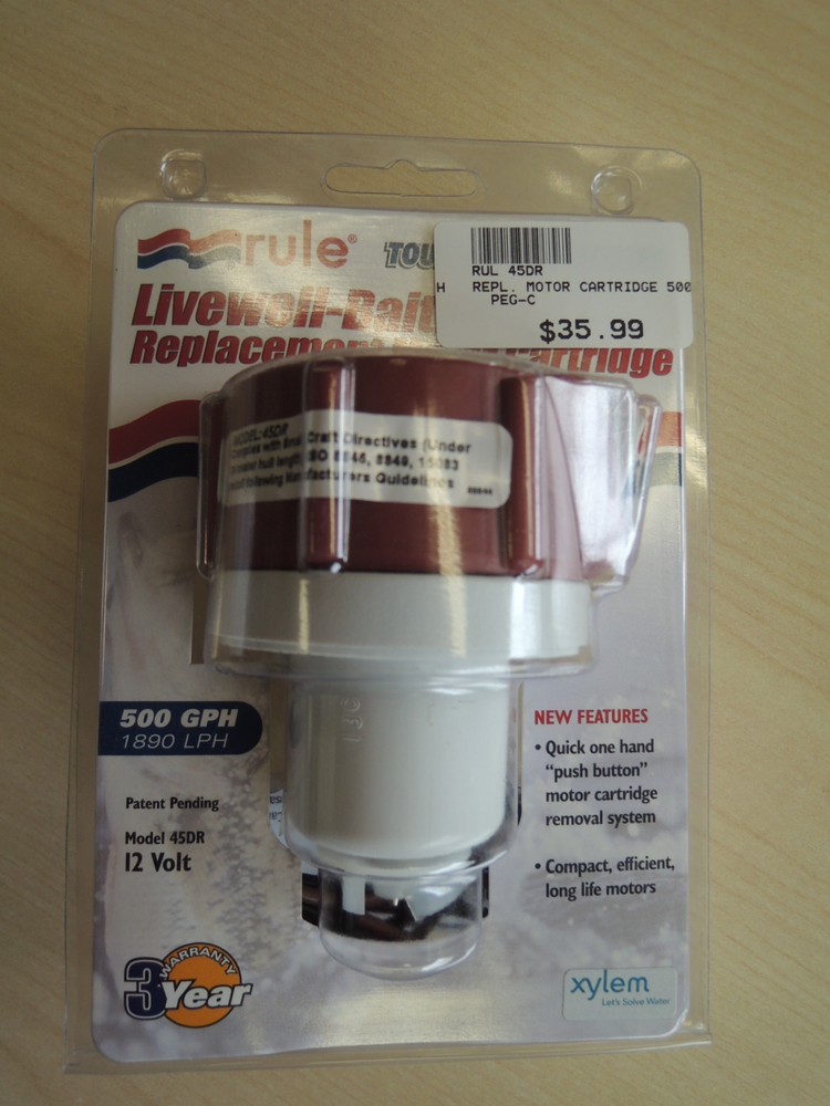 RULE 45DR REPLACEMENT MOTOR MODULE 500 GPH livewell pump Skeeter