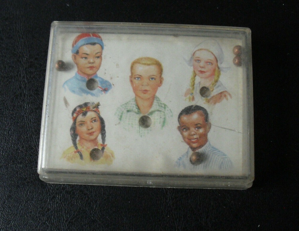 Vintage 1963 VBS Primary Projects Small Plastic Marble Game Ethnic Children