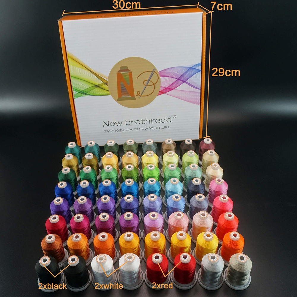 New brothread 64 Spools 1000M 1100Y Polyester Embroidery Machine Thread Kit