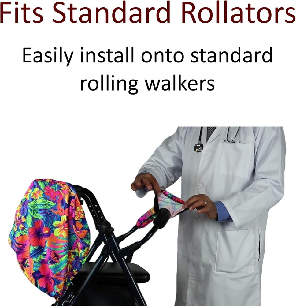 Protective Rollator Seat Cover Set with Peacock Feathers for Comfortable Use