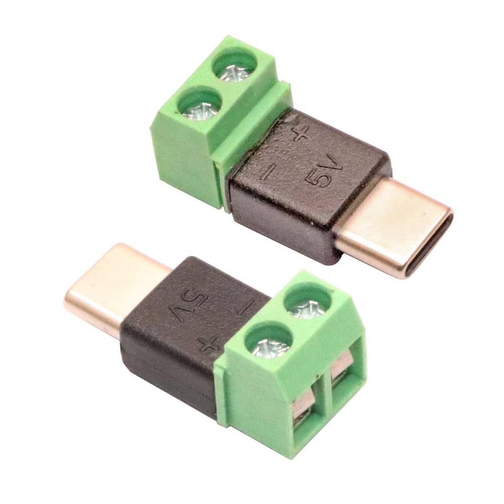 2Pack Solderless Type c Connectors USB 2.0 Screw Terminal Block Adapter Conne...
