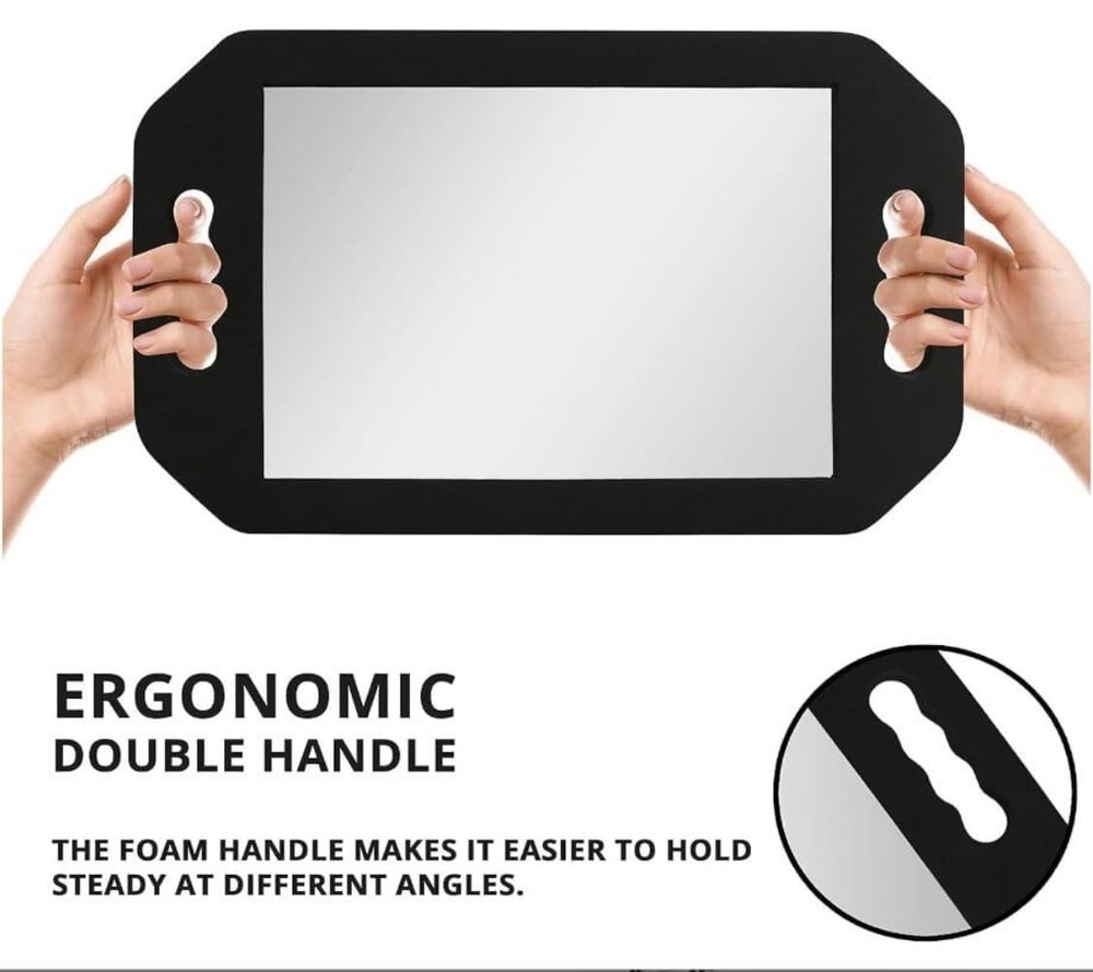 mpowtech Double Handle Mirror - Large 16.1"L x 9.8"W, 1 Pack Black-rectangle