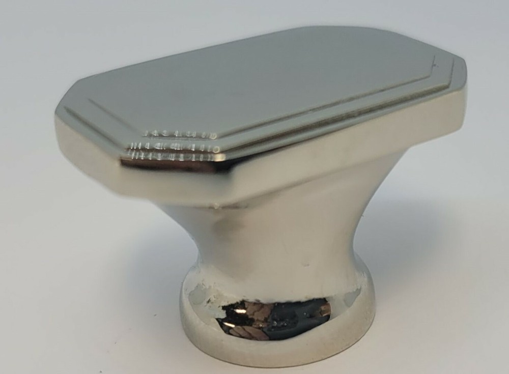 1-1/4" Oblong Octagonal Knob Polished Solid Brass Nickel pull desk small cabinet