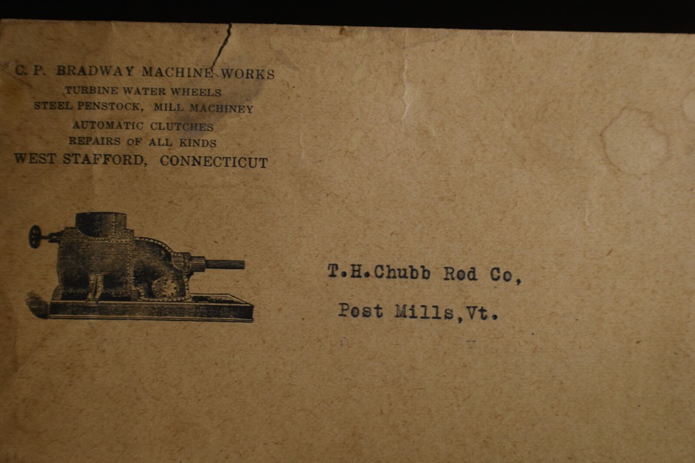 *ORIGINAL* C P Bradway Machine Works West Stafford, Ct Envelope