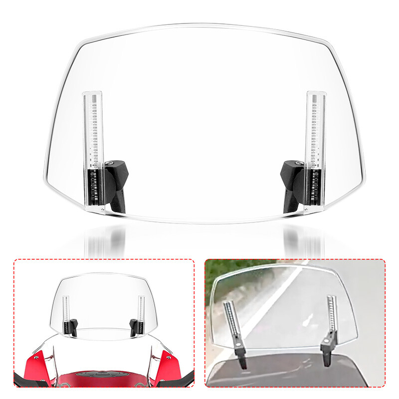 Universal Clip On Windshield Extension Spoiler Wind Screen Deflector Motorcycle